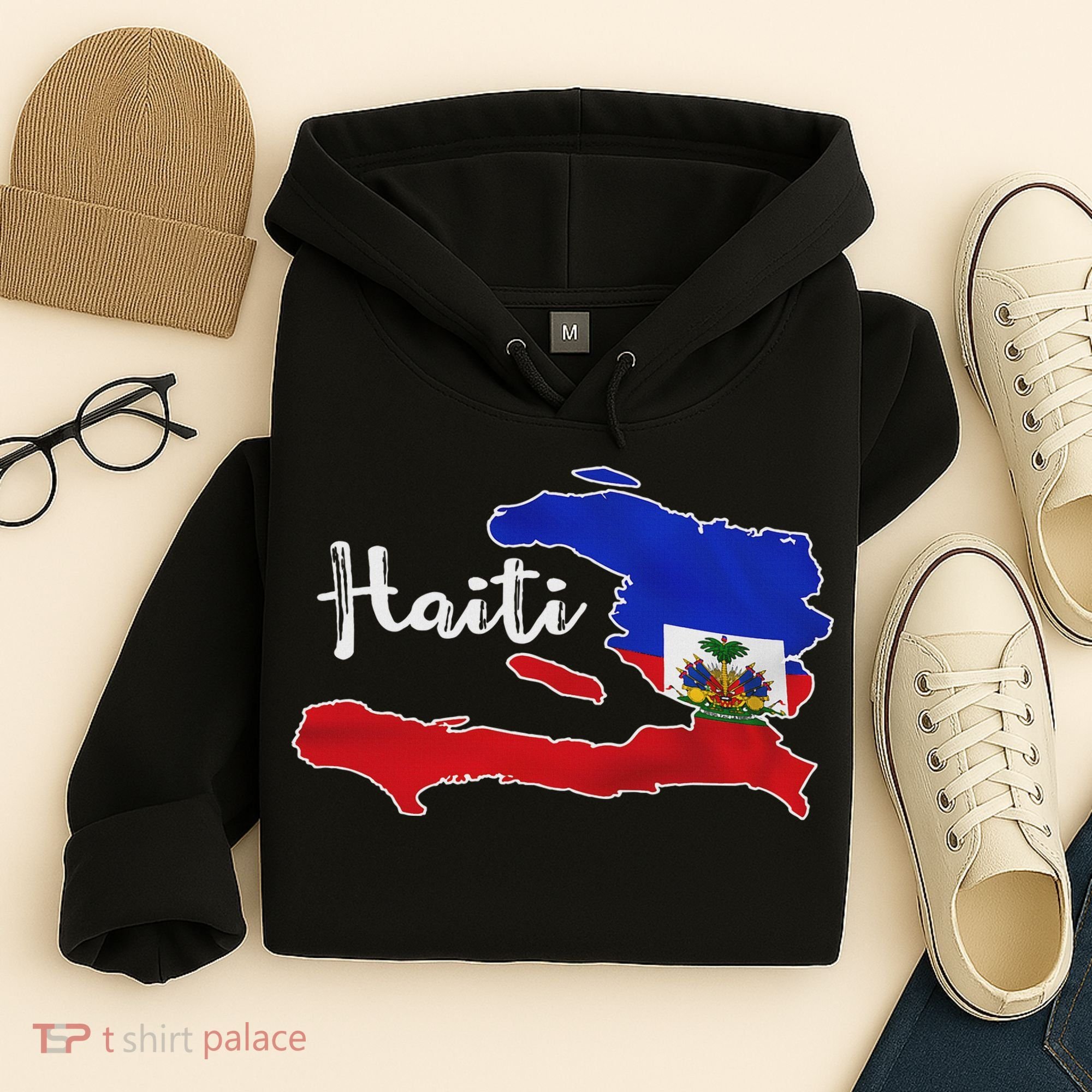 Happy Haitian Flag Day Cool Haiti Flag Map Haitian Pride Hoodie