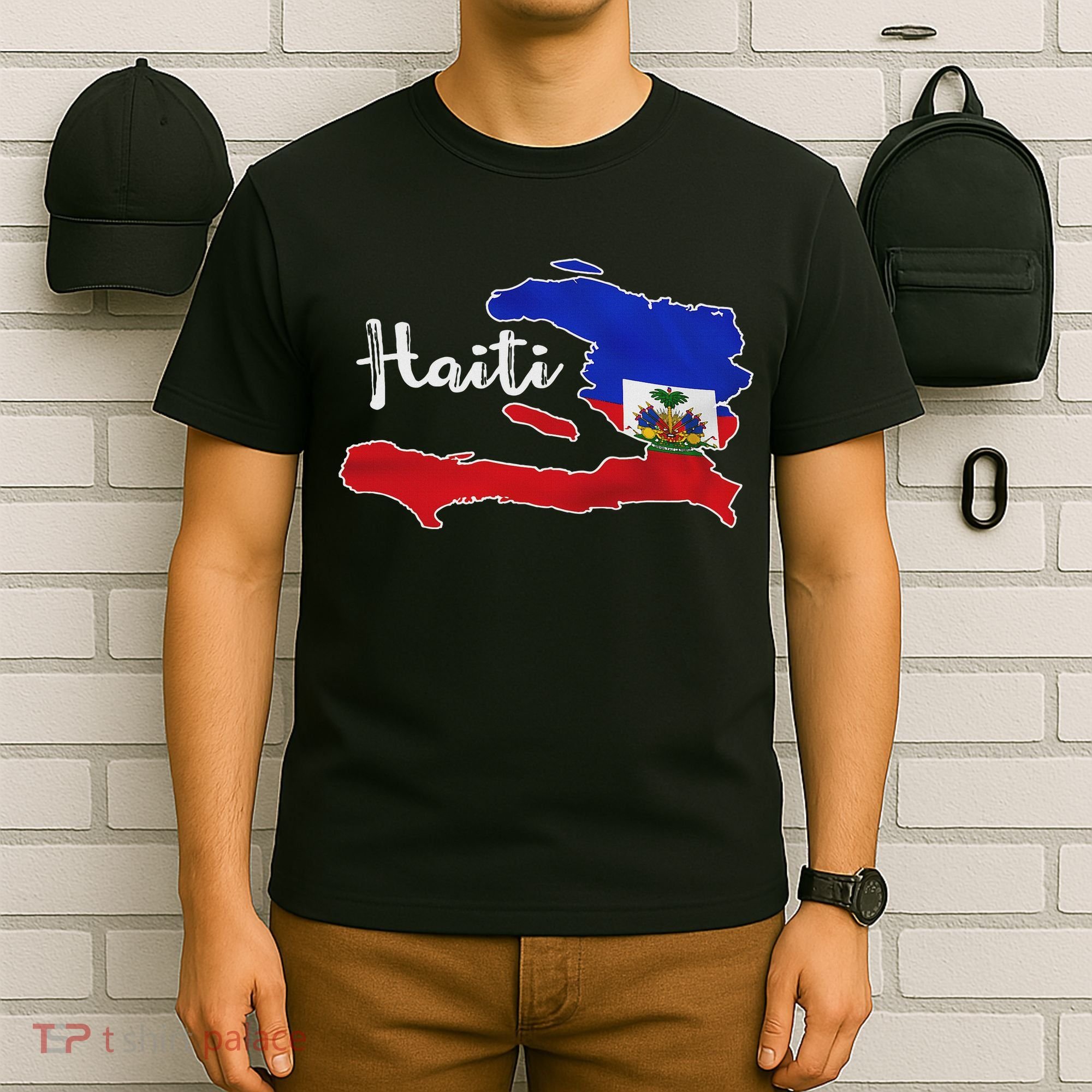 Happy Haitian Flag Day Cool Haiti Flag Map Haitian Pride T-Shirt