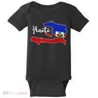 Happy Haitian Flag Day Cool Haiti Flag Map Haitian Pride Baby Bodysuit thumb 0