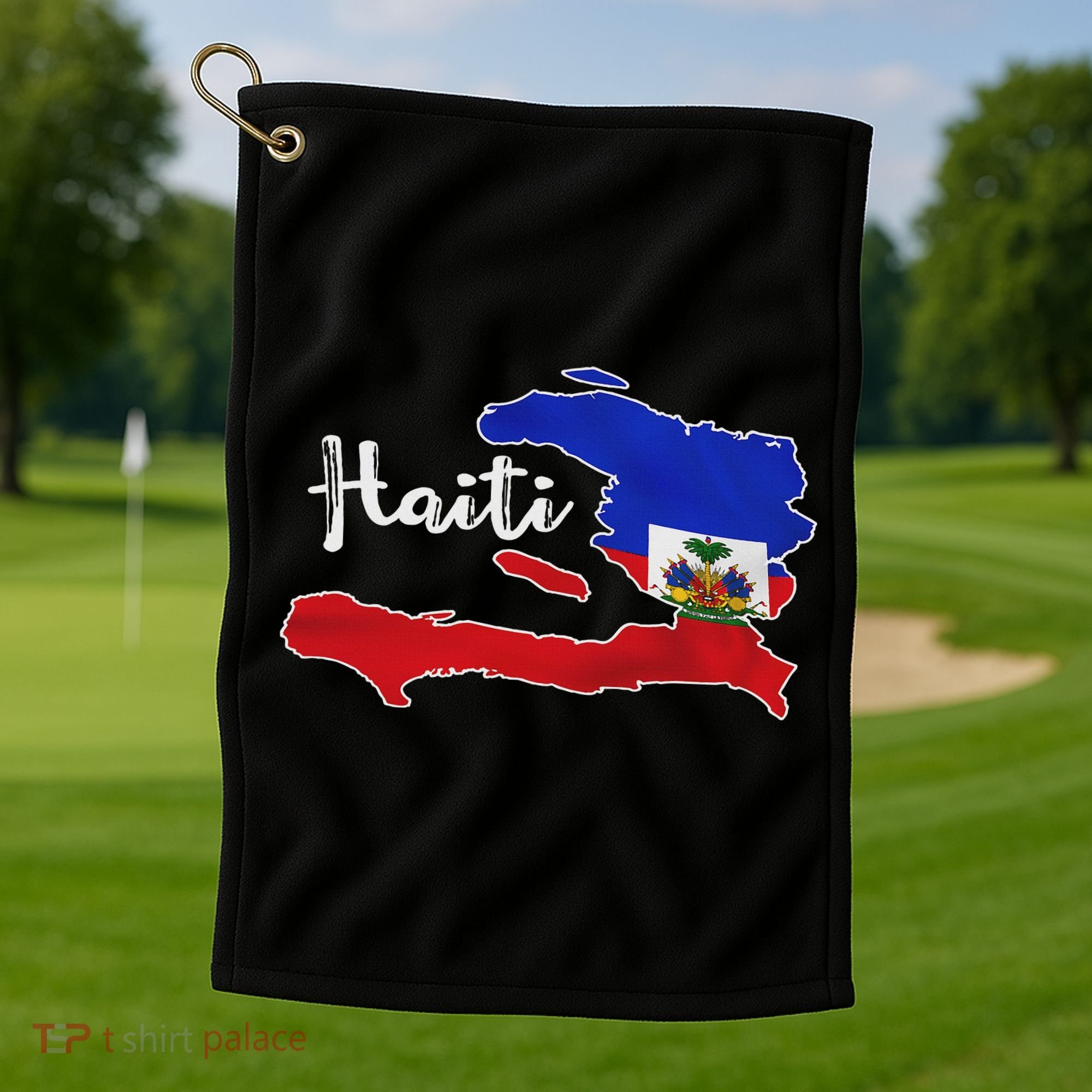 Happy Haitian Flag Day Cool Haiti Flag Map Haitian Pride Golf Towel