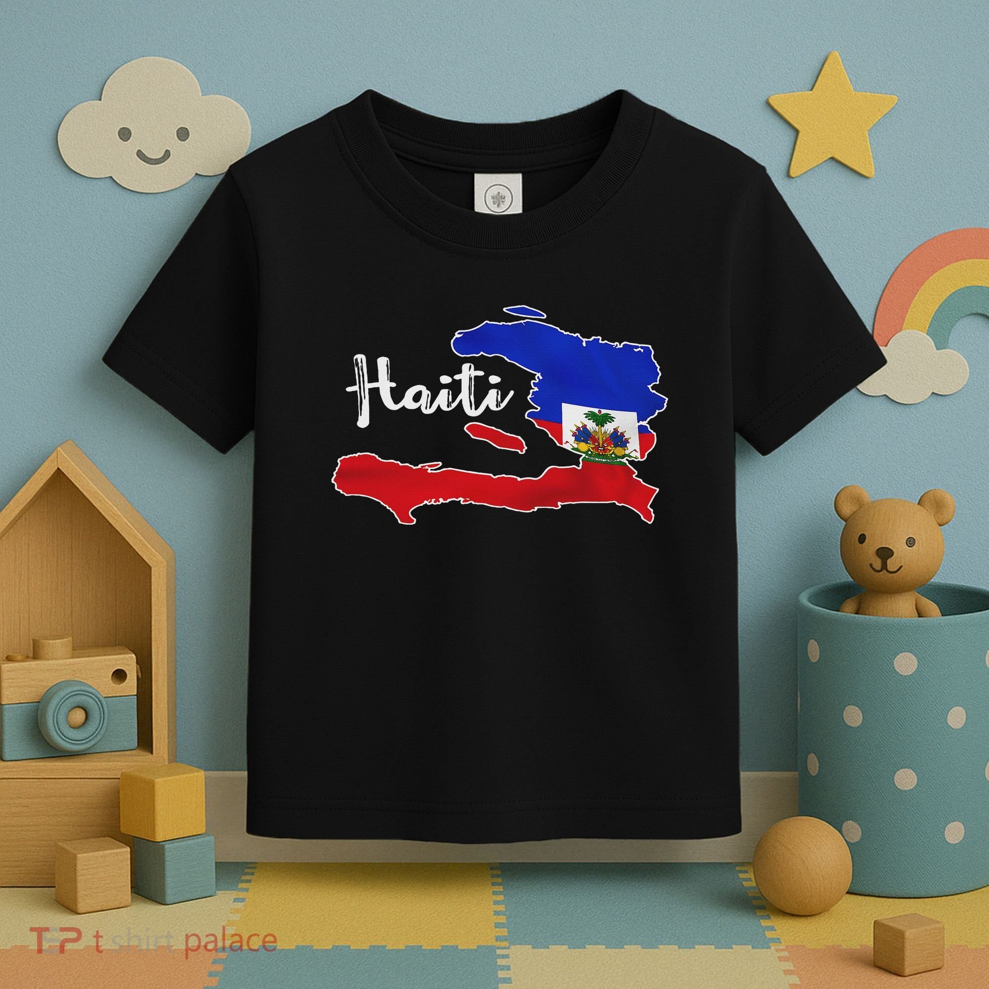 Happy Haitian Flag Day Cool Haiti Flag Map Haitian Pride Toddler T-Shirt
