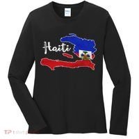 Happy Haitian Flag Day Cool Haiti Flag Map Haitian Pride Women's Long Sleeve Shirt thumb 0