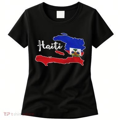 Happy Haitian Flag Day Cool Haiti Flag Map Haitian Pride Women's T-Shirt