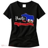Happy Haitian Flag Day Cool Haiti Flag Map Haitian Pride Women's T-Shirt thumb 0