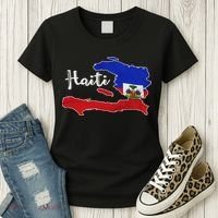 Happy Haitian Flag Day Cool Haiti Flag Map Haitian Pride Women's T-Shirt thumb 3