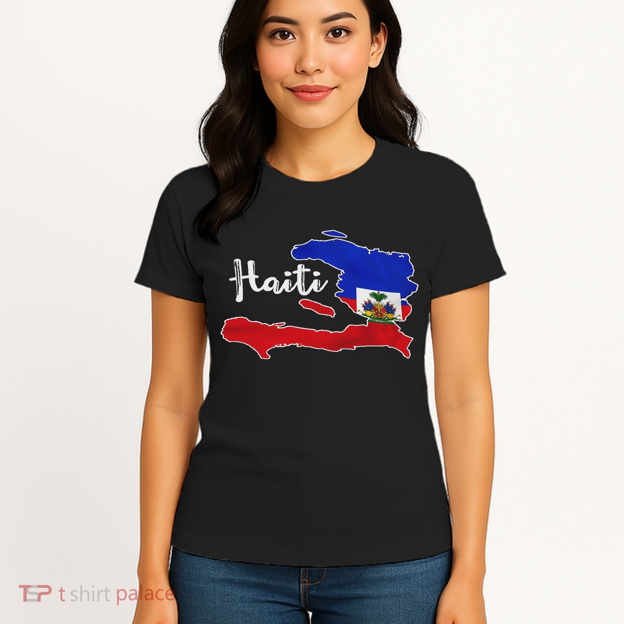 Happy Haitian Flag Day Cool Haiti Flag Map Haitian Pride Women's T-Shirt