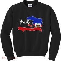 Happy Haitian Flag Day Cool Haiti Flag Map Haitian Pride Kids Sweatshirt thumb 0