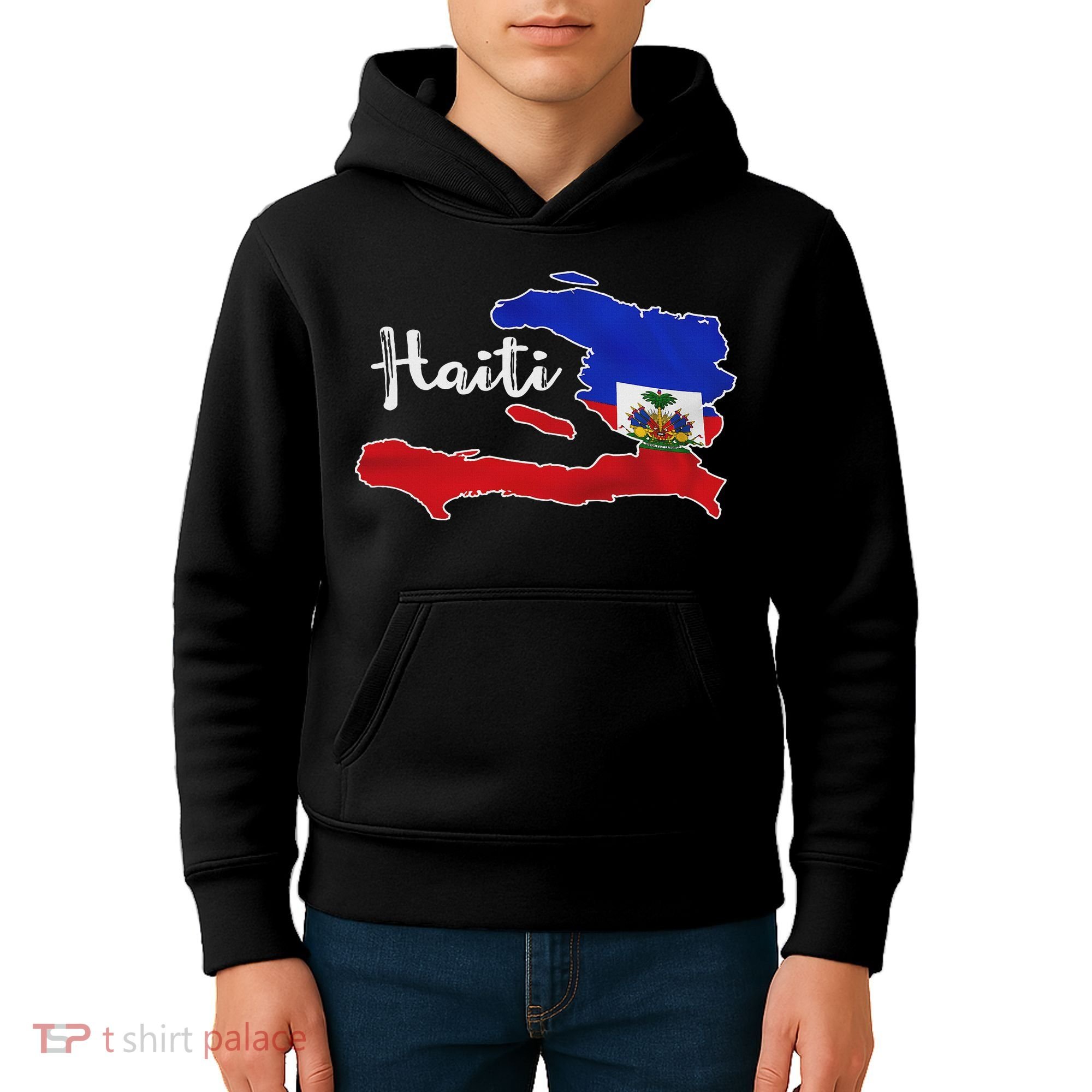 Happy Haitian Flag Day Cool Haiti Flag Map Haitian Pride Kids Hoodie