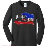Happy Haitian Flag Day Cool Haiti Flag Map Haitian Pride Kids Long Sleeve Shirt thumb 0