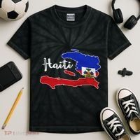 Happy Haitian Flag Day Cool Haiti Flag Map Haitian Pride Kids Tie-Dye T-Shirt thumb 2