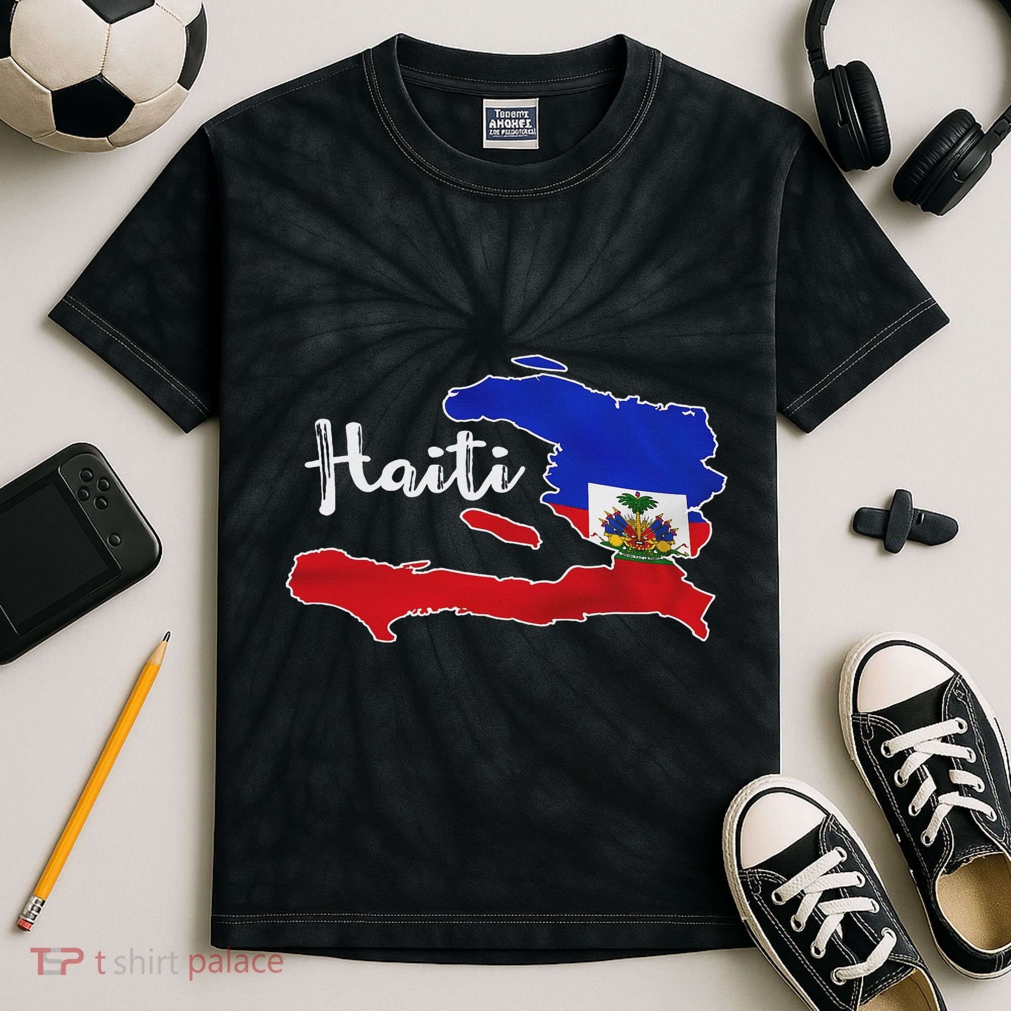 Happy Haitian Flag Day Cool Haiti Flag Map Haitian Pride Kids Tie-Dye T-Shirt