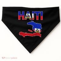 Happy Haitian Flag Day Cool Haiti Flag Map Haitian Pride USA-Made Doggie Bandana thumb 0