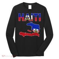 Happy Haitian Flag Day Cool Haiti Flag Map Haitian Pride Long Sleeve Shirt thumb 0