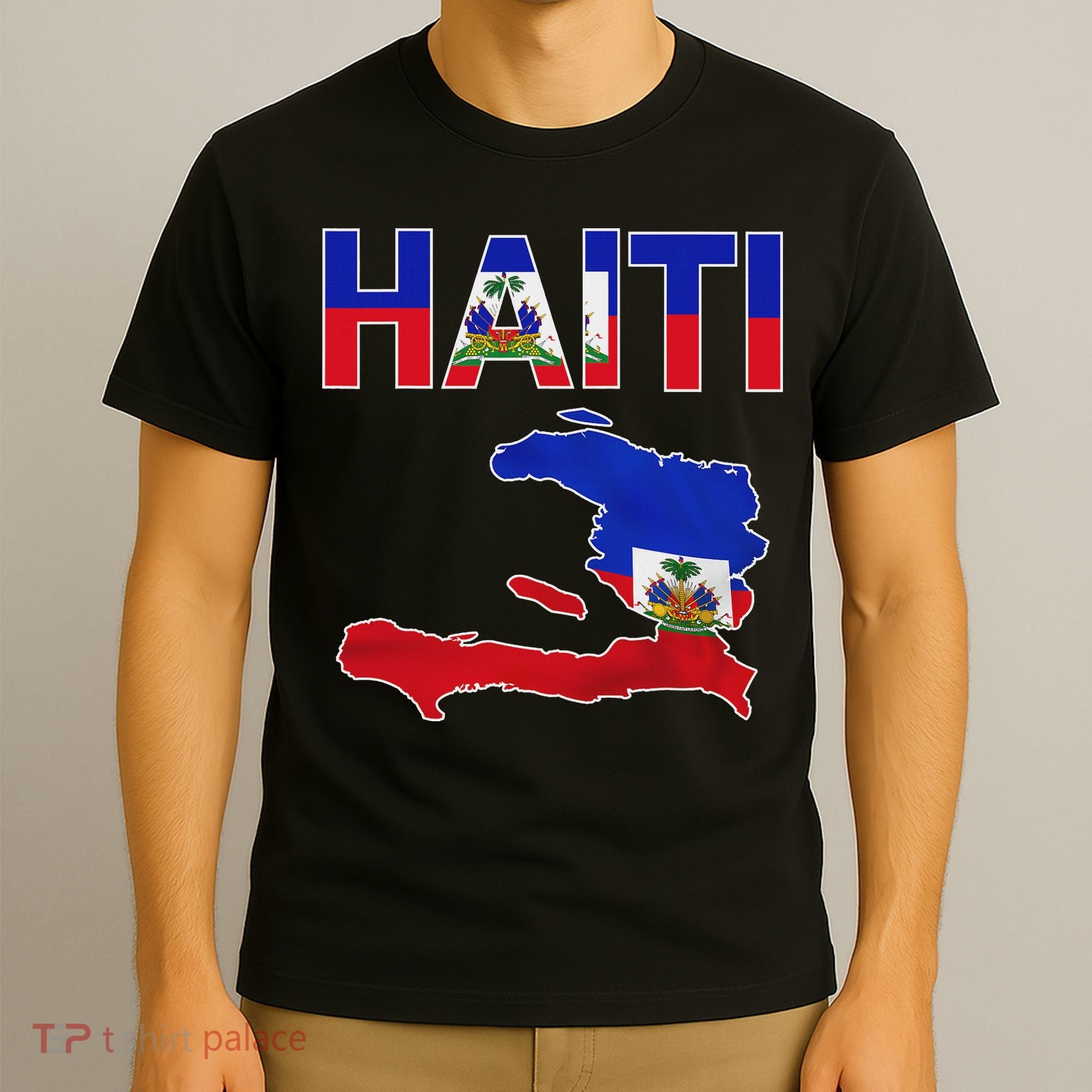 Happy Haitian Flag Day Cool Haiti Flag Map Haitian Pride T-Shirt