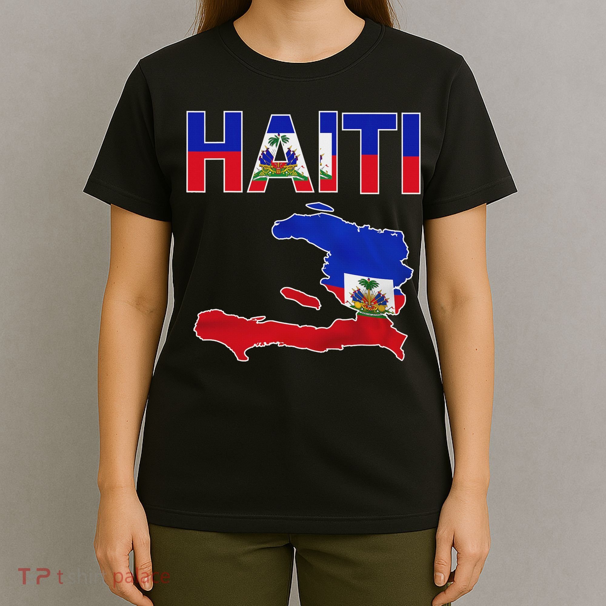 Happy Haitian Flag Day Cool Haiti Flag Map Haitian Pride T-Shirt