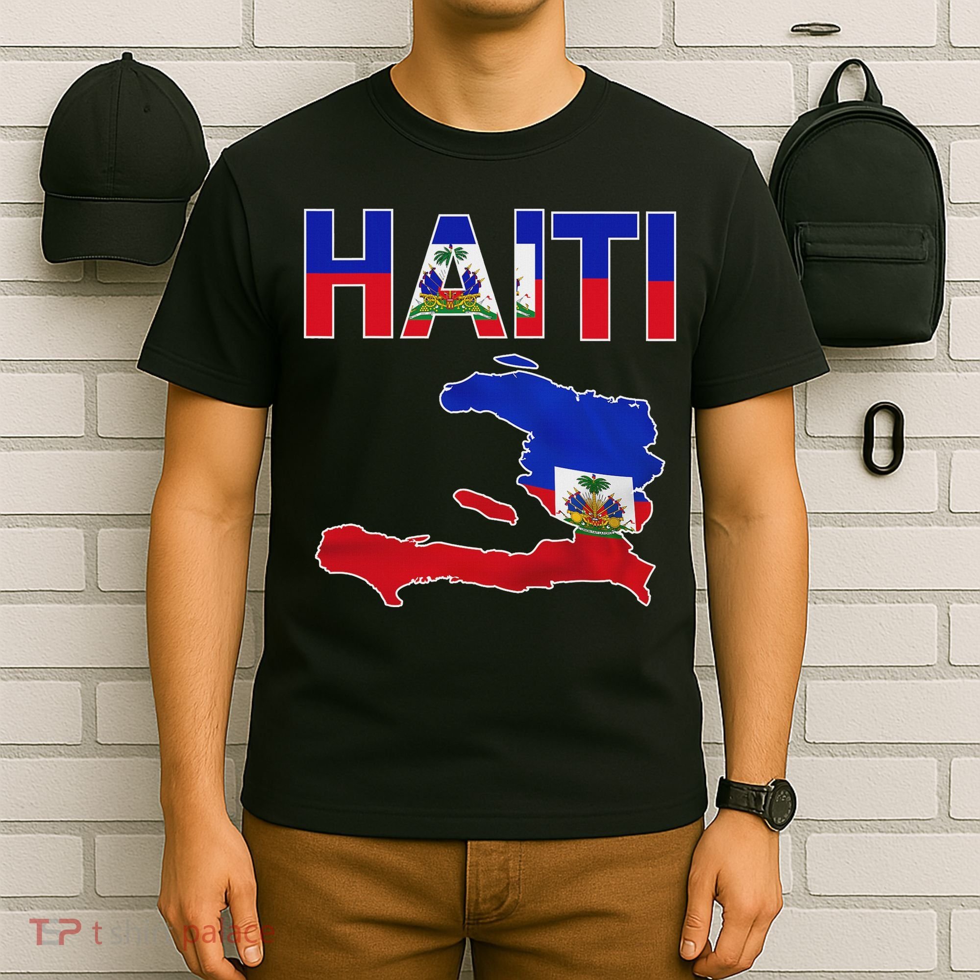 Happy Haitian Flag Day Cool Haiti Flag Map Haitian Pride T-Shirt
