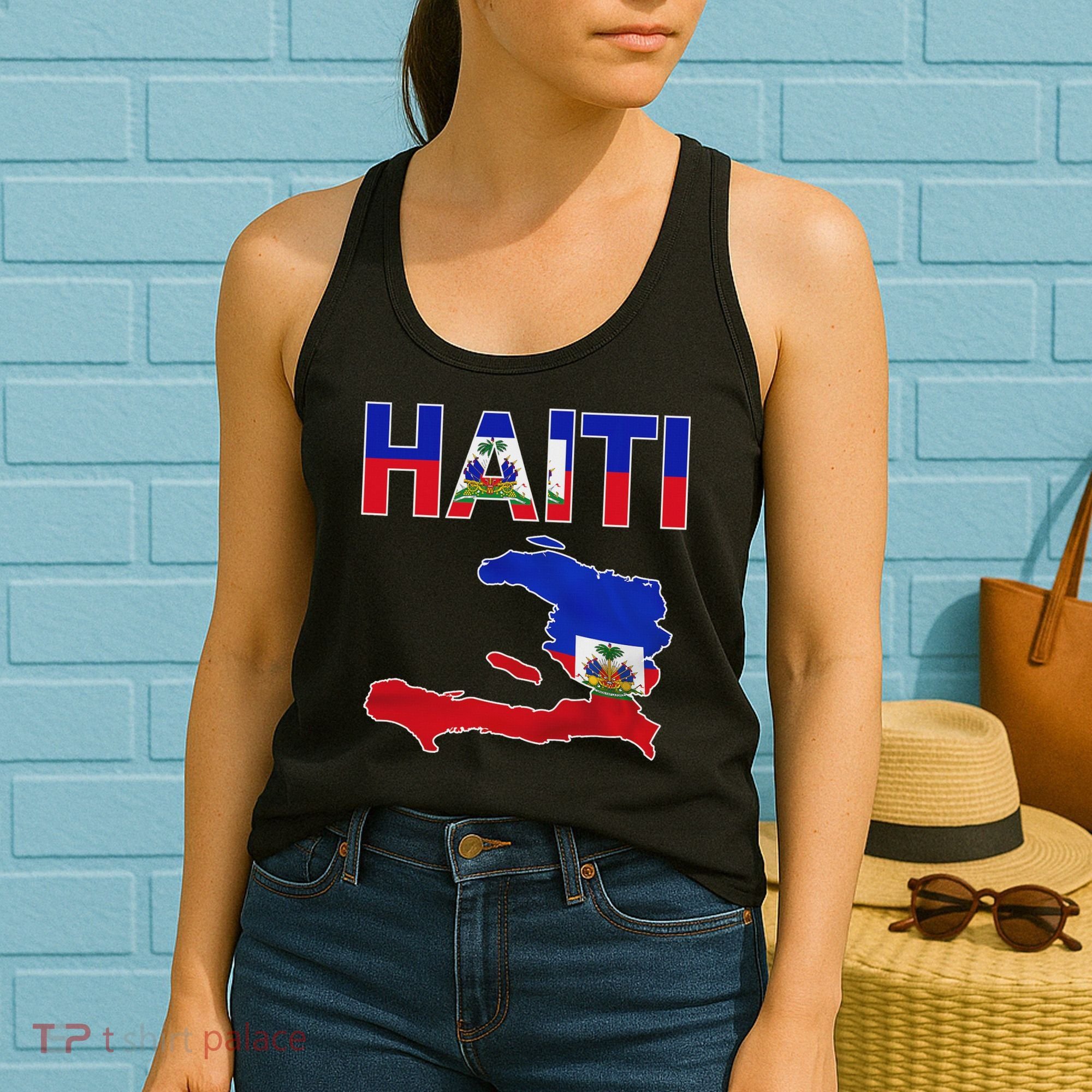Happy Haitian Flag Day Cool Haiti Flag Map Haitian Pride Women's Tank Top