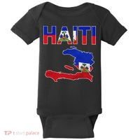 Happy Haitian Flag Day Cool Haiti Flag Map Haitian Pride Baby Bodysuit thumb 0