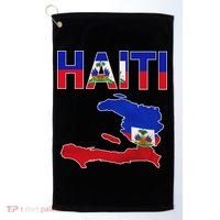 Happy Haitian Flag Day Cool Haiti Flag Map Haitian Pride Golf Towel thumb 0