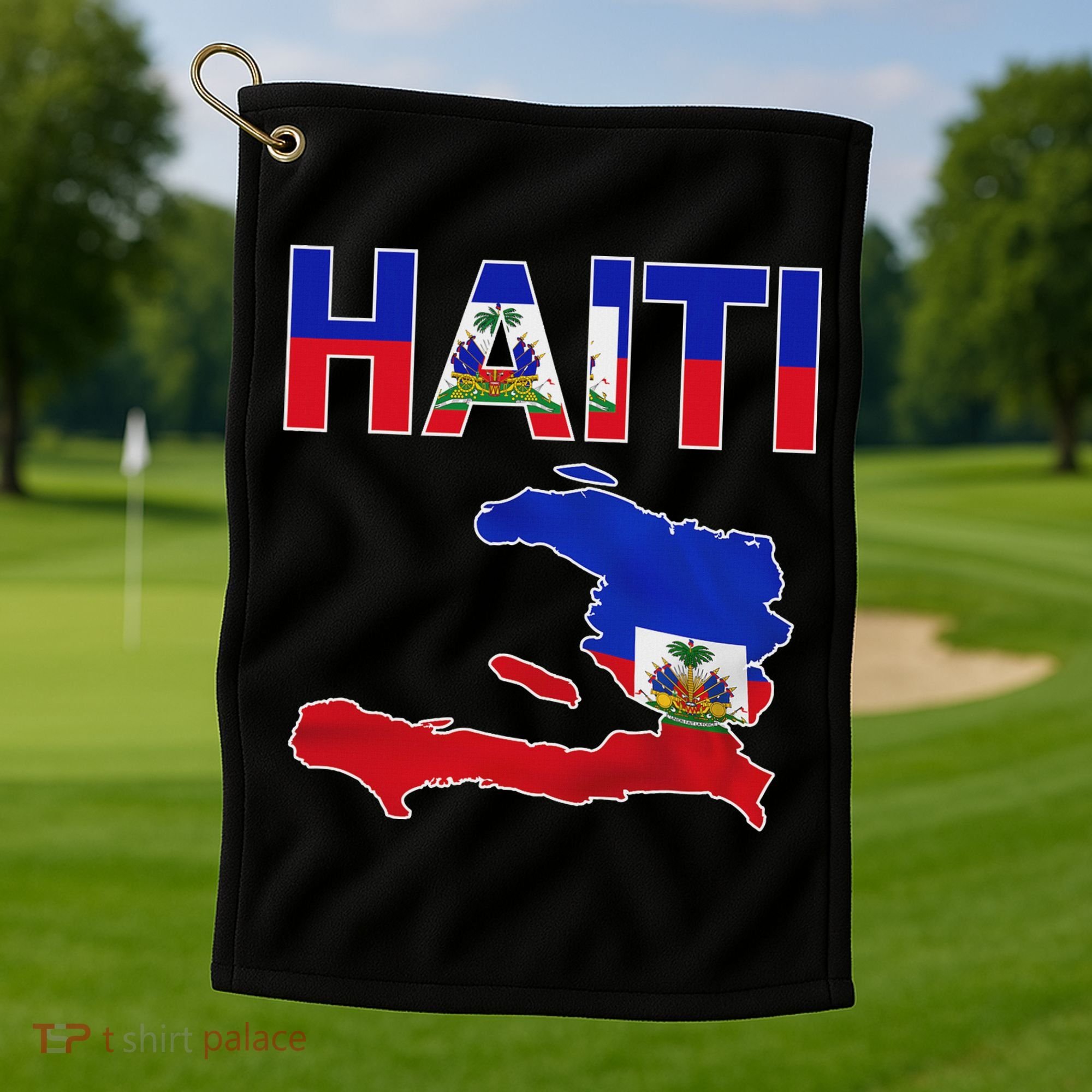 Happy Haitian Flag Day Cool Haiti Flag Map Haitian Pride Golf Towel