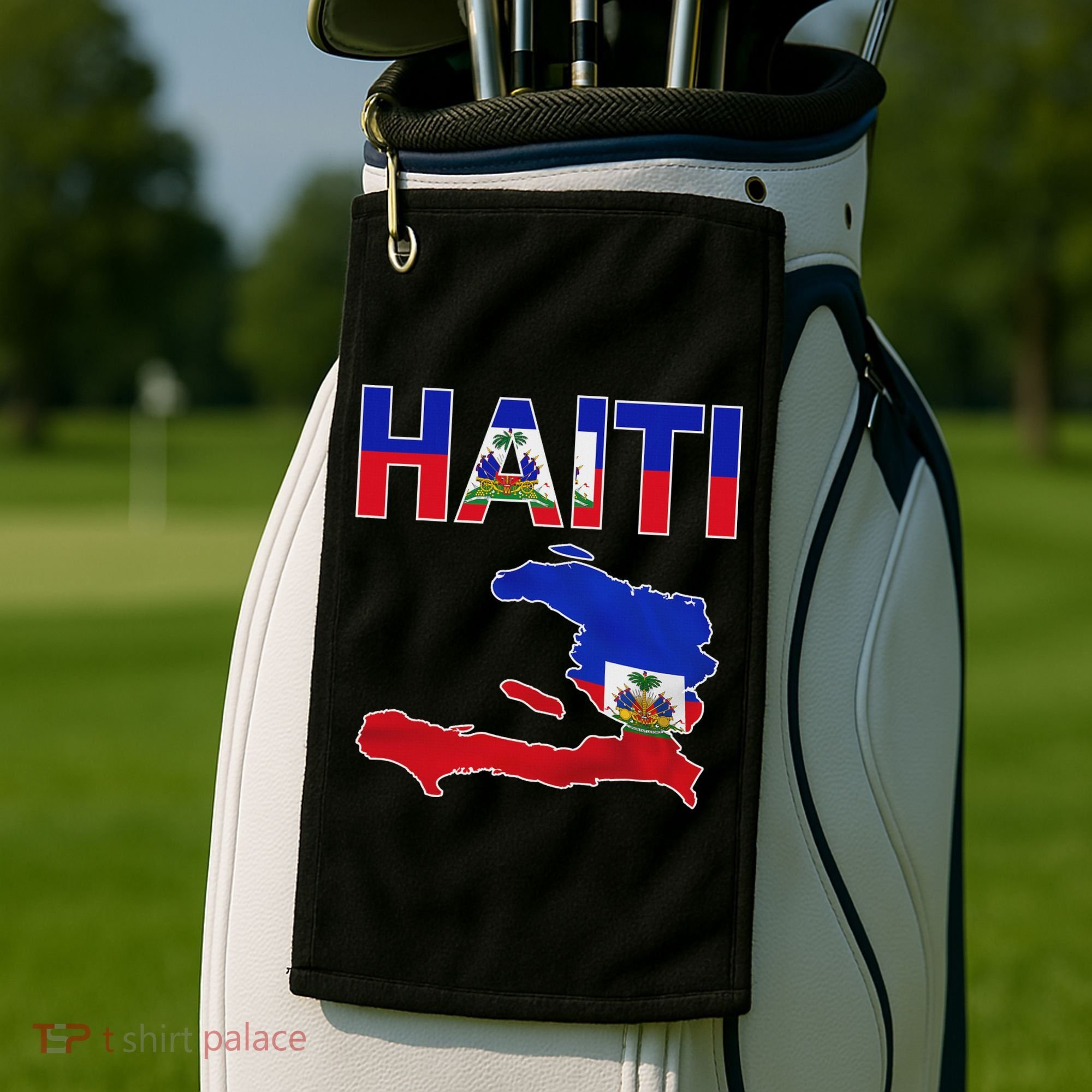 Happy Haitian Flag Day Cool Haiti Flag Map Haitian Pride Golf Towel