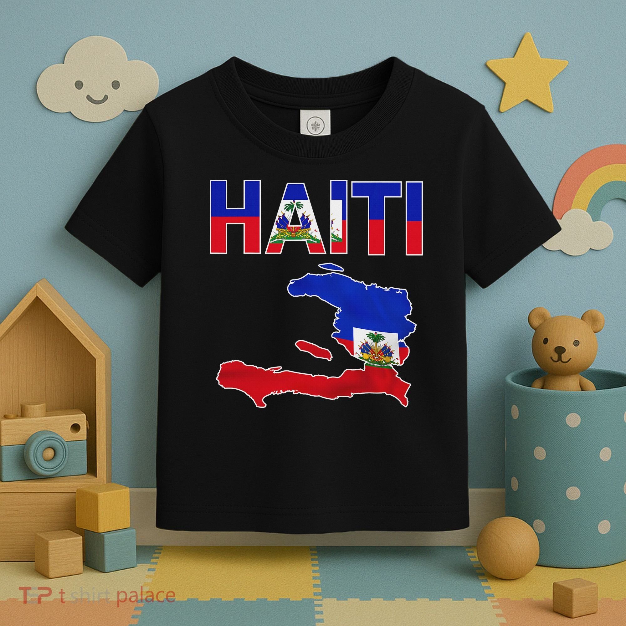 Happy Haitian Flag Day Cool Haiti Flag Map Haitian Pride Toddler T-Shirt