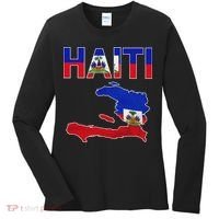 Happy Haitian Flag Day Cool Haiti Flag Map Haitian Pride Women's Long Sleeve Shirt thumb 0
