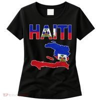 Happy Haitian Flag Day Cool Haiti Flag Map Haitian Pride Women's T-Shirt thumb 0