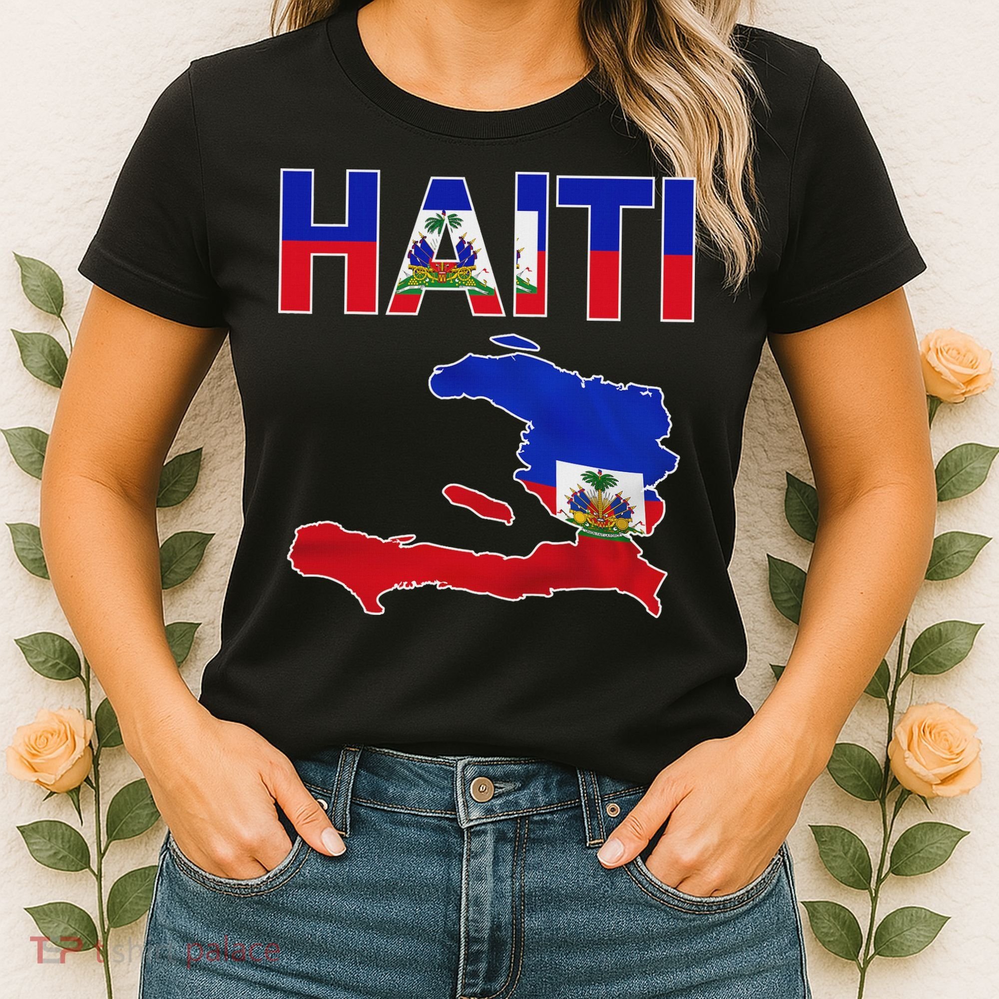 Happy Haitian Flag Day Cool Haiti Flag Map Haitian Pride Women's T-Shirt