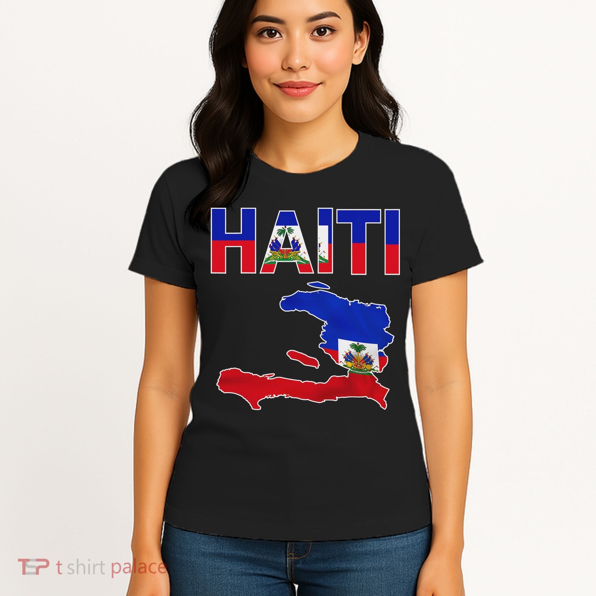 Happy Haitian Flag Day Cool Haiti Flag Map Haitian Pride Women's T-Shirt