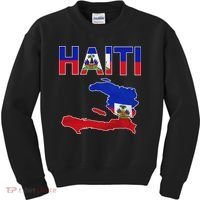 Happy Haitian Flag Day Cool Haiti Flag Map Haitian Pride Kids Sweatshirt thumb 0