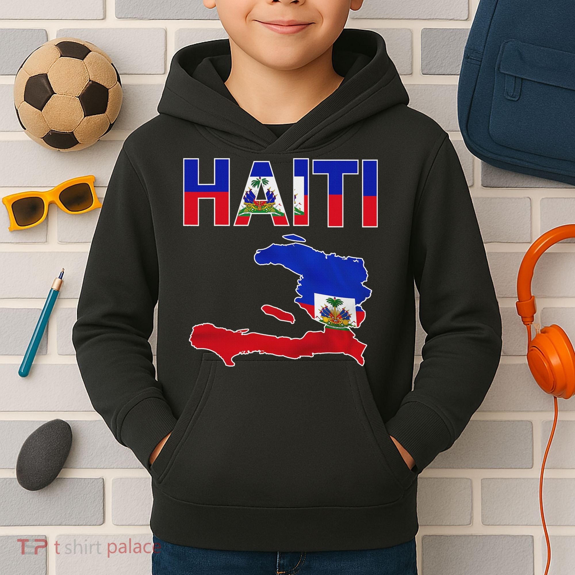 Happy Haitian Flag Day Cool Haiti Flag Map Haitian Pride Kids Hoodie