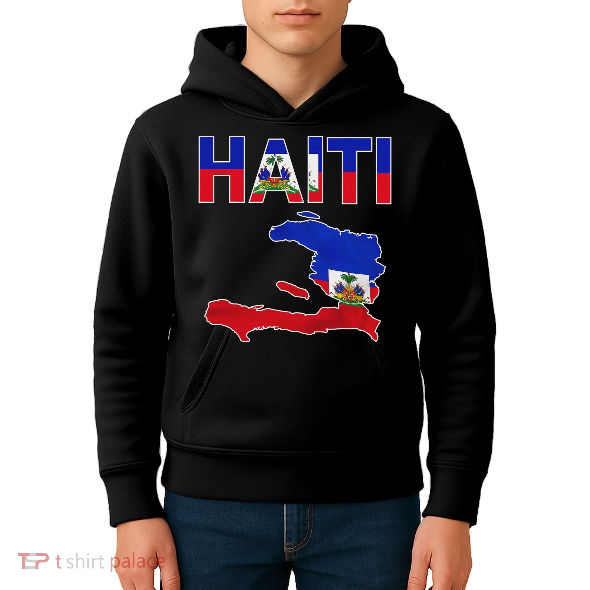 Happy Haitian Flag Day Cool Haiti Flag Map Haitian Pride Kids Hoodie