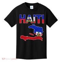 Happy Haitian Flag Day Cool Haiti Flag Map Haitian Pride Kids T-Shirt thumb 0