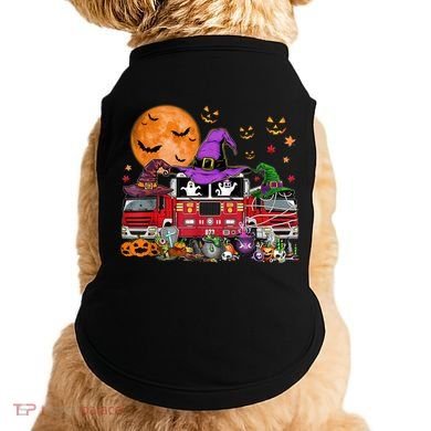Happy Halloween Firefighter Pumpkin Fire Truck Witch Ghost Doggie Tank