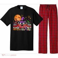 Happy Halloween Firefighter Pumpkin Fire Truck Witch Ghost Pajama Set thumb 0