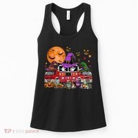 Happy Halloween Firefighter Pumpkin Fire Truck Witch Ghost Women's Tank Top thumb 0