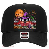 Happy Halloween Firefighter Pumpkin Fire Truck Witch Ghost Hat thumb 0