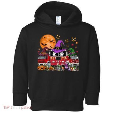 Happy Halloween Firefighter Pumpkin Fire Truck Witch Ghost Toddler Hoodie