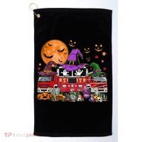 Happy Halloween Firefighter Pumpkin Fire Truck Witch Ghost Golf Towel thumb 0