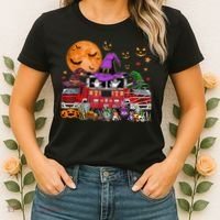 Happy Halloween Firefighter Pumpkin Fire Truck Witch Ghost Women's T-Shirt thumb 2