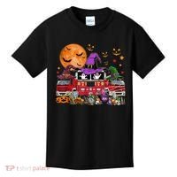 Happy Halloween Firefighter Pumpkin Fire Truck Witch Ghost Kids T-Shirt thumb 0