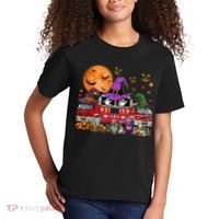 Happy Halloween Firefighter Pumpkin Fire Truck Witch Ghost Kids T-Shirt thumb 2