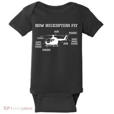 How Helicopters Fly Funny Helicopter Pilot Baby Bodysuit