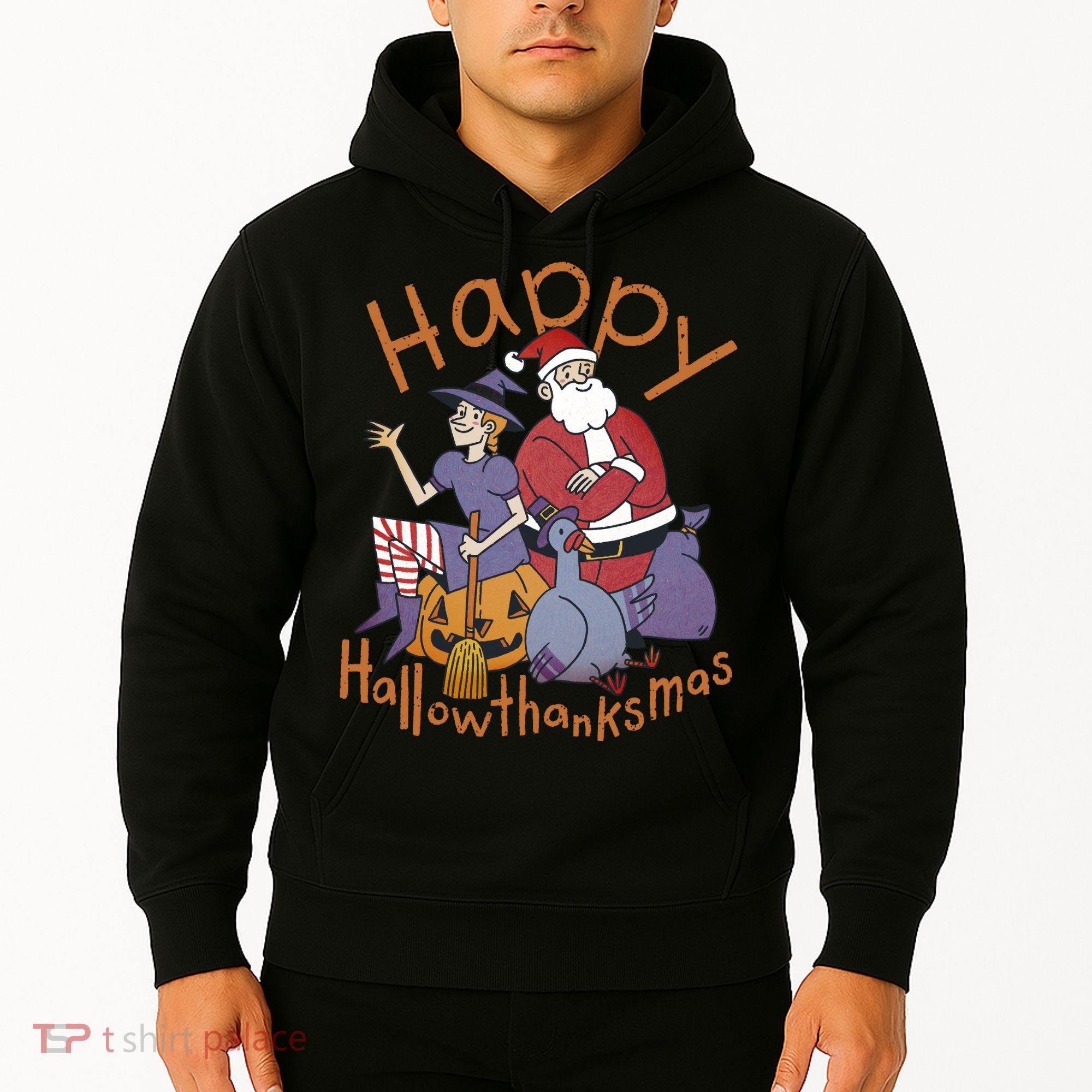 Happy Hallowthanksmas Funny Holiday Hoodie