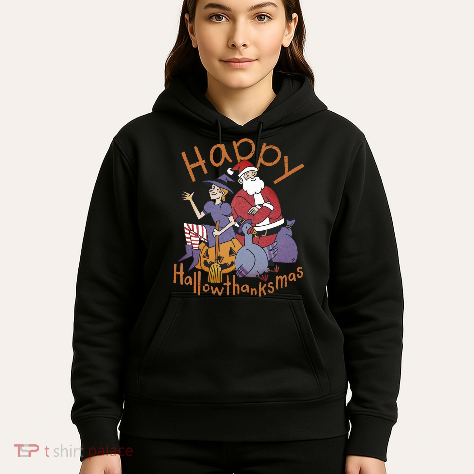 Happy Hallowthanksmas Funny Holiday Hoodie