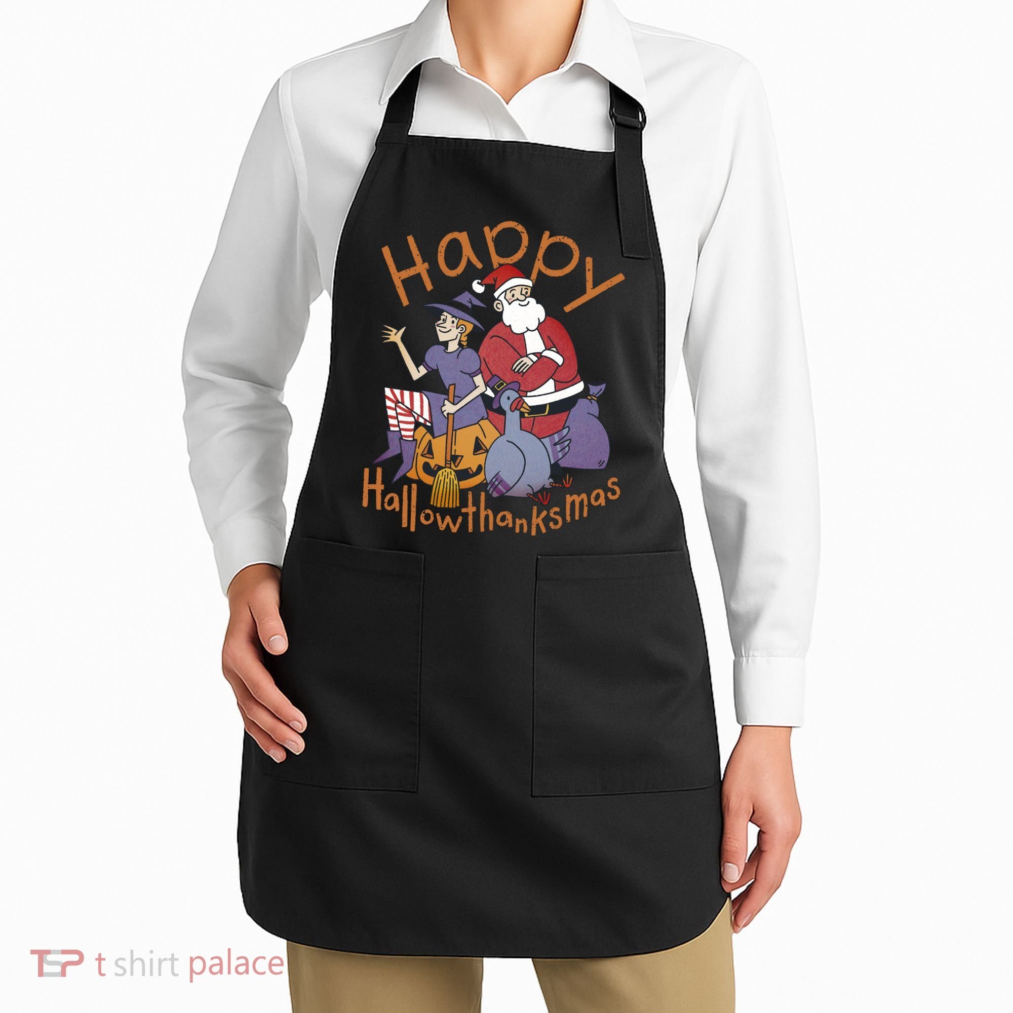 Happy Hallowthanksmas Funny Holiday Apron