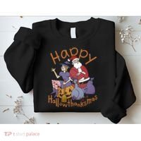 Happy Hallowthanksmas Funny Holiday Sweatshirt thumb 2