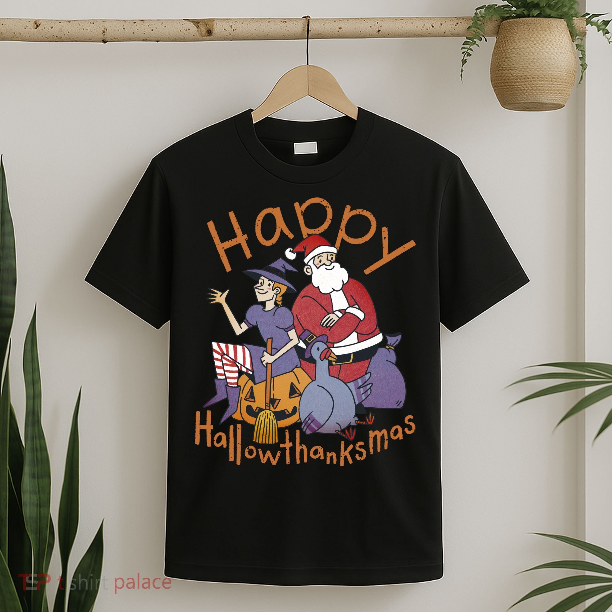 Happy Hallowthanksmas Funny Holiday T-Shirt