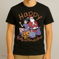 Happy Hallowthanksmas Funny Holiday T-Shirt thumb 3